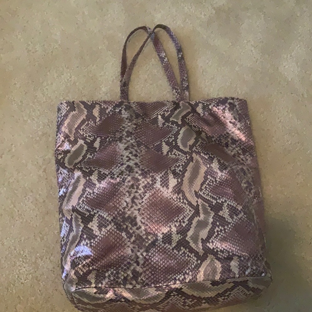 Purple snake skin tote